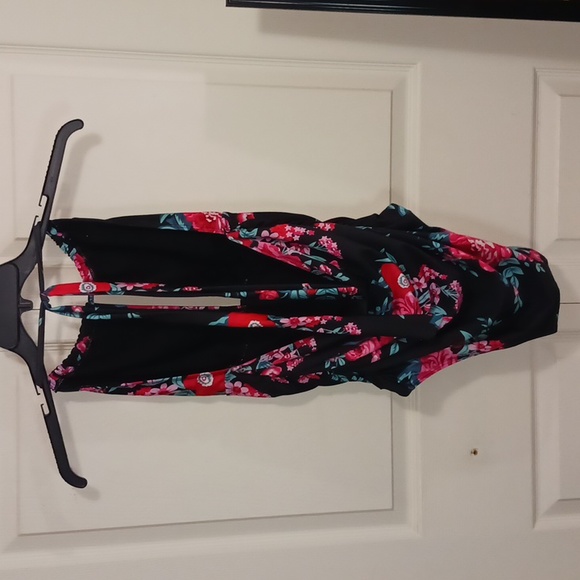 B2Prity one piece monokini halter tummy control swimsuit - XL - black floral - Picture 6 of 11